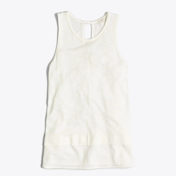 NWT J.Crew Drapey Tank Top with Silky Hem in Ivory Women’s Large - Picture 3 of 10